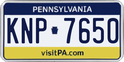 PA license plate KNP7650
