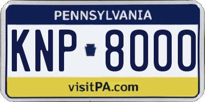 PA license plate KNP8000