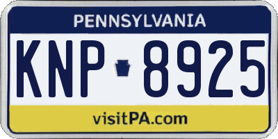 PA license plate KNP8925