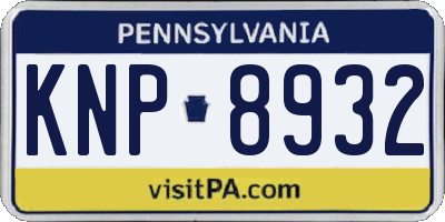 PA license plate KNP8932