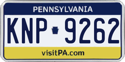 PA license plate KNP9262
