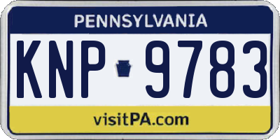 PA license plate KNP9783
