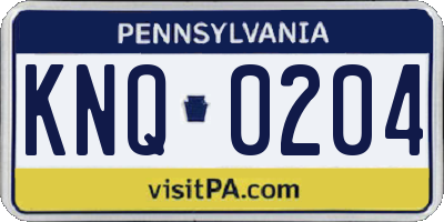 PA license plate KNQ0204