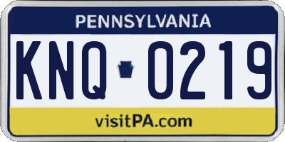 PA license plate KNQ0219