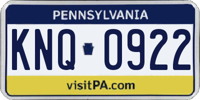 PA license plate KNQ0922