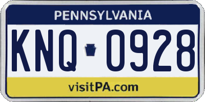 PA license plate KNQ0928