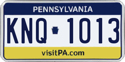 PA license plate KNQ1013