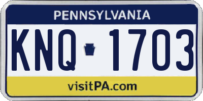 PA license plate KNQ1703