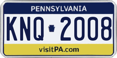 PA license plate KNQ2008