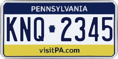 PA license plate KNQ2345