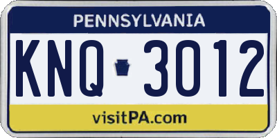 PA license plate KNQ3012