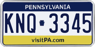PA license plate KNQ3345
