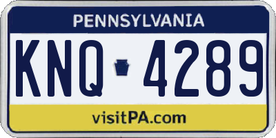 PA license plate KNQ4289
