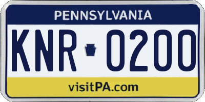 PA license plate KNR0200