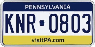 PA license plate KNR0803
