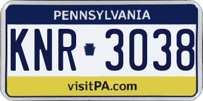PA license plate KNR3038