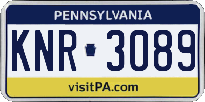PA license plate KNR3089