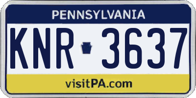 PA license plate KNR3637
