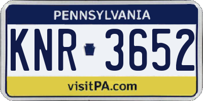 PA license plate KNR3652