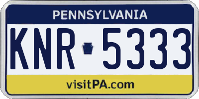 PA license plate KNR5333