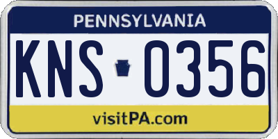 PA license plate KNS0356