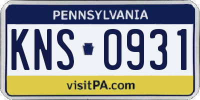 PA license plate KNS0931
