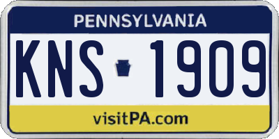 PA license plate KNS1909