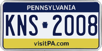 PA license plate KNS2008