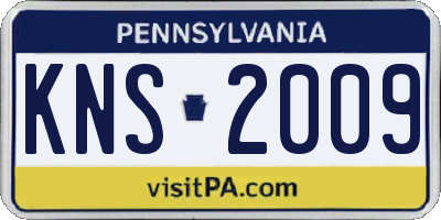 PA license plate KNS2009