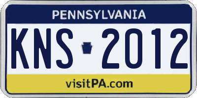 PA license plate KNS2012