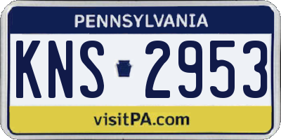 PA license plate KNS2953