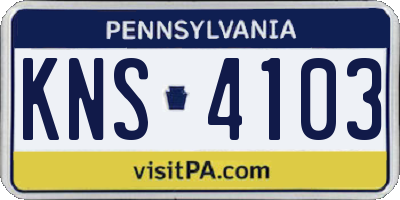 PA license plate KNS4103