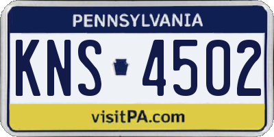 PA license plate KNS4502