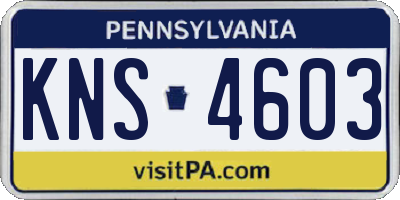 PA license plate KNS4603