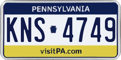 PA license plate KNS4749