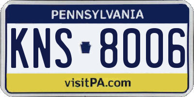 PA license plate KNS8006