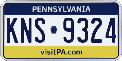 PA license plate KNS9324