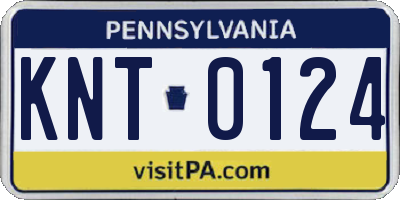 PA license plate KNT0124