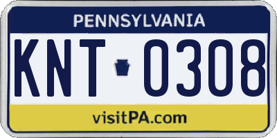 PA license plate KNT0308