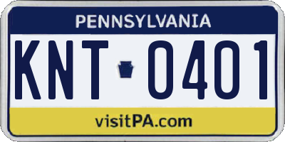 PA license plate KNT0401