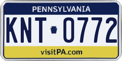 PA license plate KNT0772