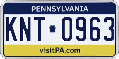 PA license plate KNT0963