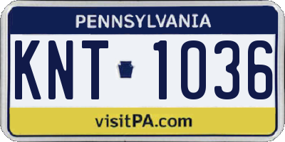 PA license plate KNT1036