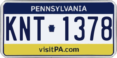 PA license plate KNT1378