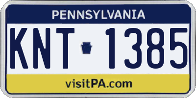 PA license plate KNT1385