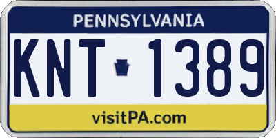 PA license plate KNT1389