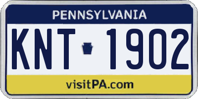 PA license plate KNT1902