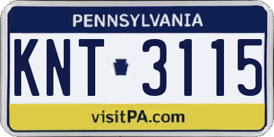PA license plate KNT3115