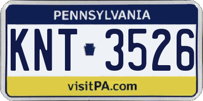 PA license plate KNT3526
