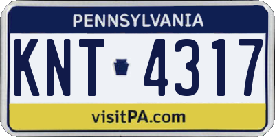 PA license plate KNT4317